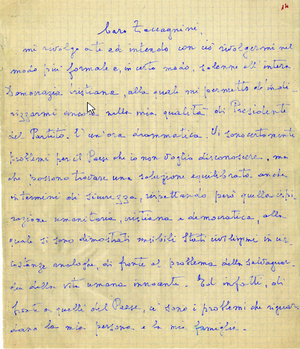 Lettera di Aldo Moro a Francesco Cossiga del 29 marzo 1978